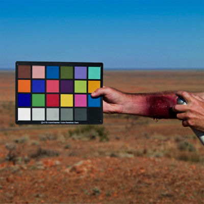 Shaun Gladwell: Colour test, Mundi Mundi Plains, 2009, production still; photo Josh Raymond; cinematography Gotaro Uematsu; courtesy the artist/ Anna Schwartz Gallery